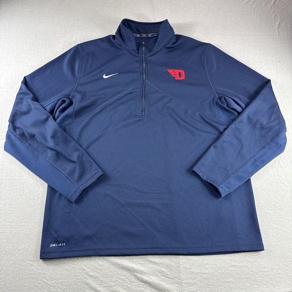 Dayton Flyers Nike Pullover Mens XL Blue Training 1/4 Zip Sweatshirt Performance - Picture 1 of 7